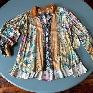 Aratta Silent Journey Boutique Shirt  Multi Color & Pattern XL